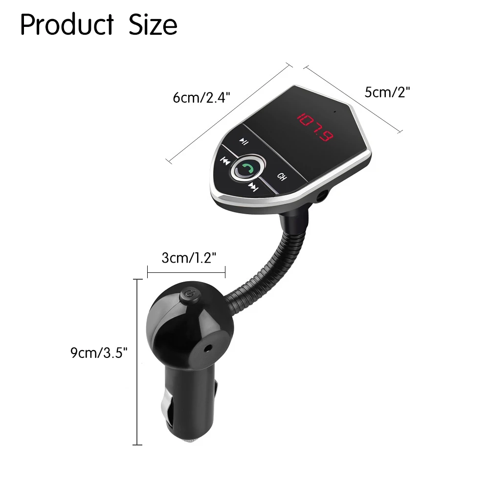 

Bluetooth Car Kit FM Transmitter MP3 Player Modulator With 3.1A Dual USB Car Charger Support TF Card U-Disk DC 12/24V fm