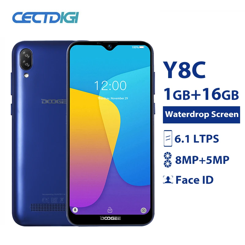 Doogee Y8C 1 ГБ 16 лицо разблокированный мобильный телефон Android 8 сотовый капля экрана 6