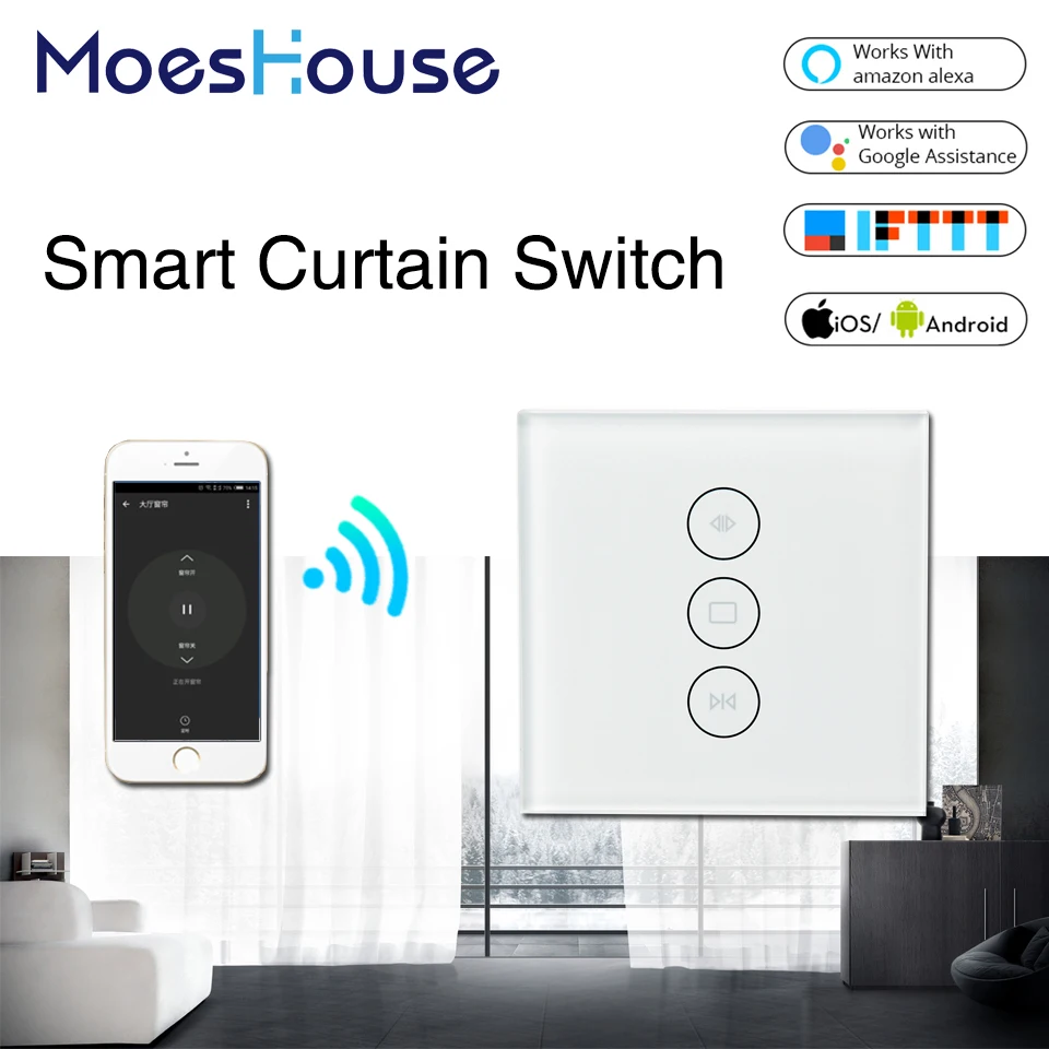 WiFi умный переключатель для занавесок Smart Life Tuya APP Электрический моторизованный занавес слепой рольставни работает с Alexa и Google Home
