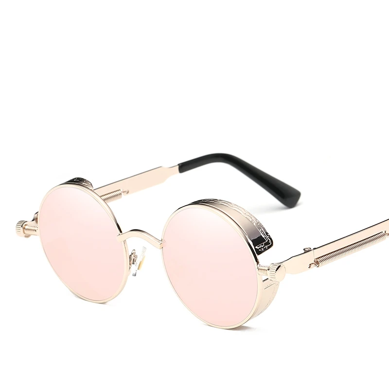 ZXTREE Round Gothic Steampunk Sunglasses Men Retro Sunglasses Women Fashion Metal Sun Glasses Coating Mirror Vintage UV400 Z298 peekaboo vintage retro gothic steampunk mirror sunglasses gold and black sun glasses vintage round circle men uv gafas de sol