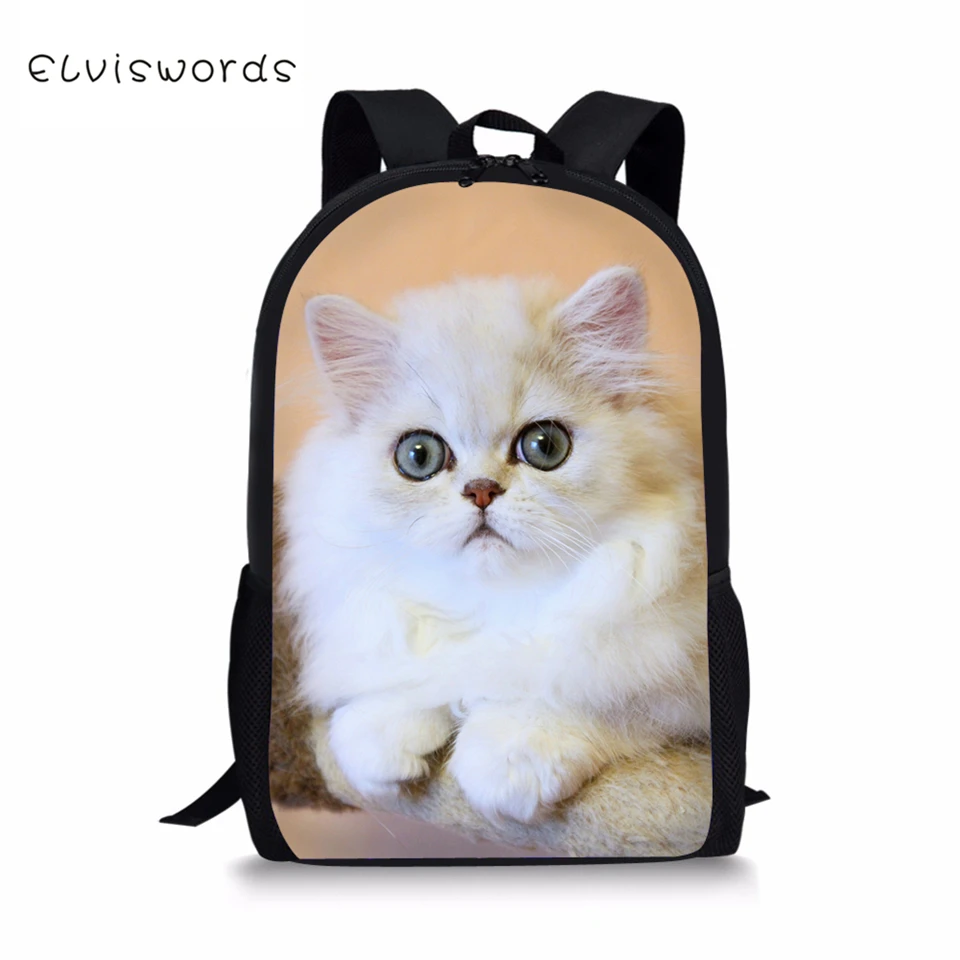Детские рюкзаки ELVISWORDS Kawaii детские школьные сумки с рисунком персидских кошек для