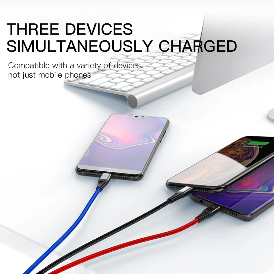 ! Зарядный кабель ACCEZZ 3 в 1 Micro USB Type-C для iPhone 7 8 Plus X XS XR Android Samsung S8 передачи данных |