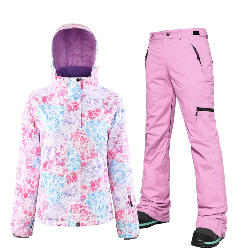 Jacket and purple SEARIPE лыжный костюм женские зимние сноубордические костюмы водонепроницаемые женские лыжные куртки дышащие зимние штаны-30 градусов лыжное пальто - Цвет: Jacket and purple