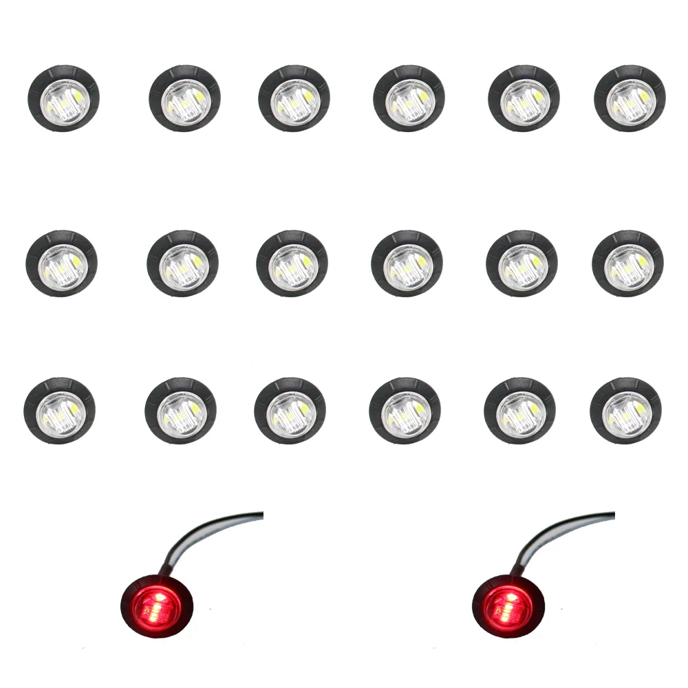 Tkeap THTMH 20X мини прозрачный красный 3/4 &quot0 75&quot Круглый боковой 3 Светодиодный Маркер