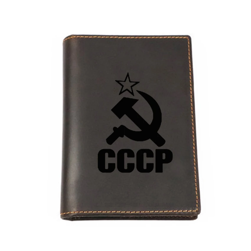 Русская двуглавая дорожная Обложка с орлом, выгравированный кожаный бумажник для паспорта, выгравированное имя, натуральная кожа, CCCP Обложка для паспорта