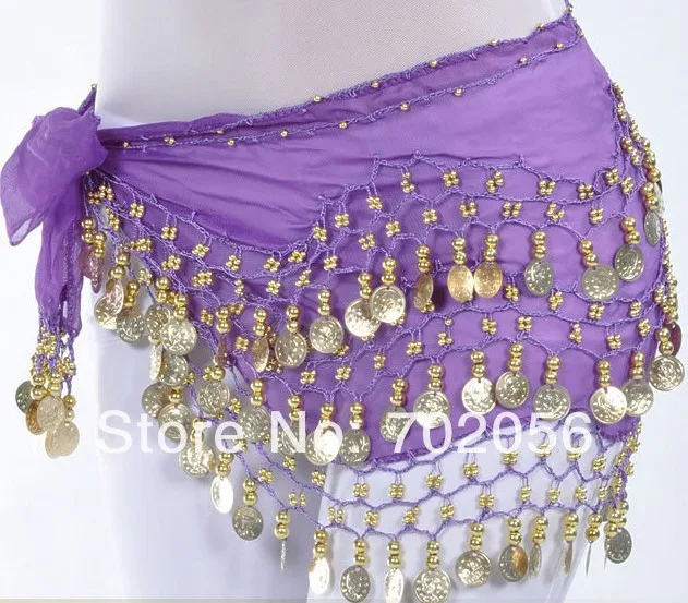 Костюм для танца живота 3 ряда 128 золотистые или Серебристые монеты набедренная