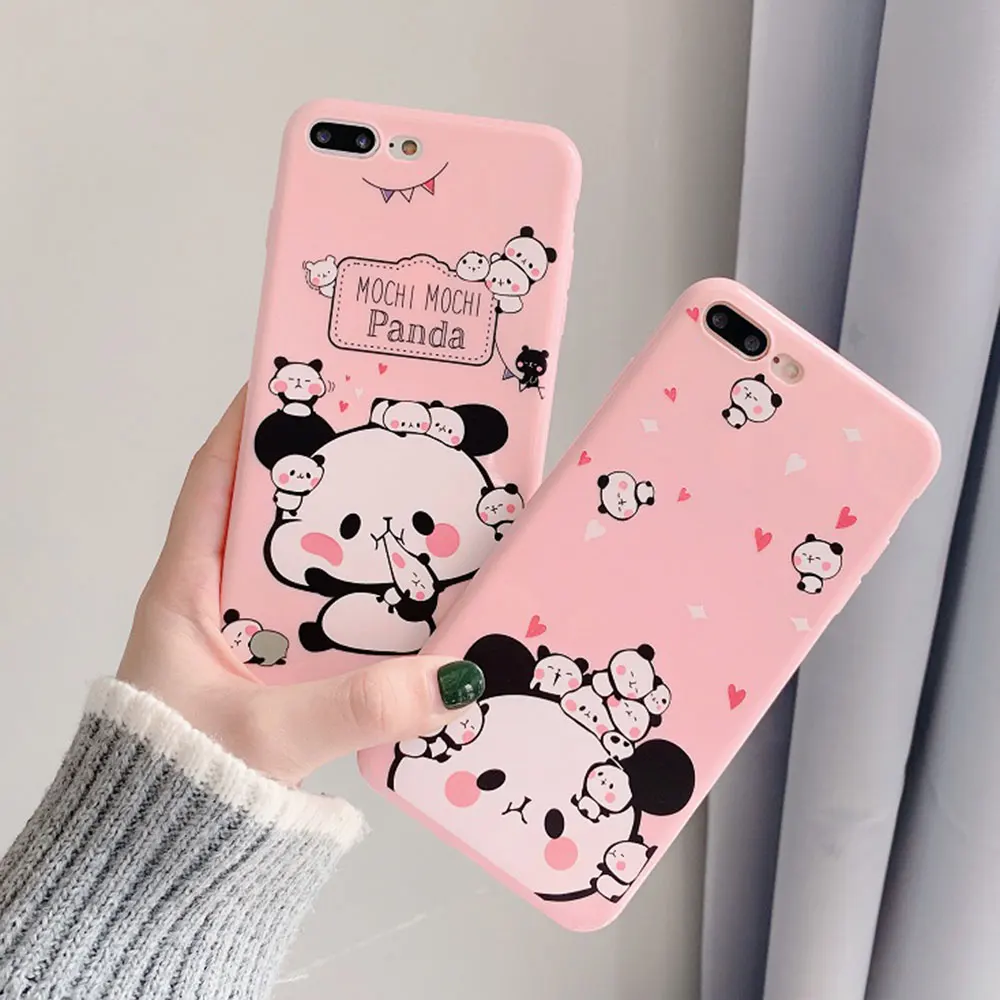 

Cute Panda Case For iPhone X XR XS Xs Max 7 8 Plus Cases Soft TPU Phone Cover For iPhone 6S Plus 6 Plus Case Phone Accessories