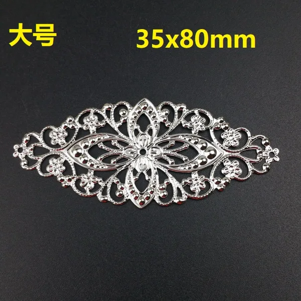 rhodium 35x80mm20pcs 10-20 шт 2*6,5 см филигранный металлический соединитель для самостоятельного изготовления ювелирных изделий Аксессуары Кулон - Цвет: rhodium 35x80mm20pcs