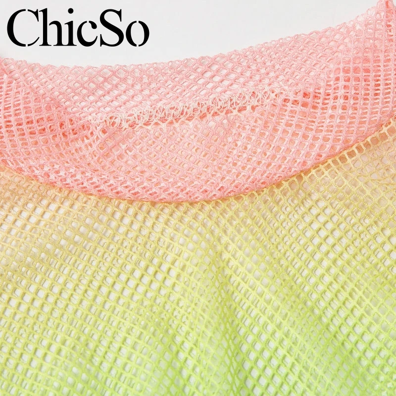 MissyChilli вязаное Сетчатое Открытое платье женское летнее с длинным рукавом