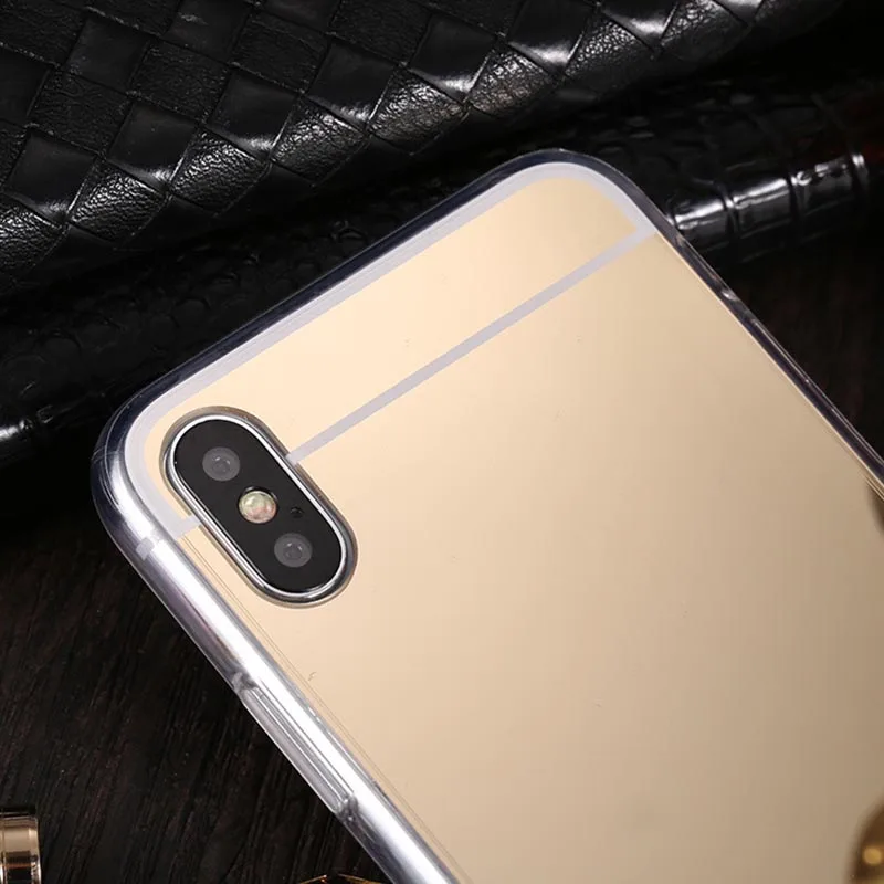 Мягкий силиконовый зеркальный чехол для iPhone 5 5S SE 6 6S 7 8 Plus X XR XS Max Роскошный