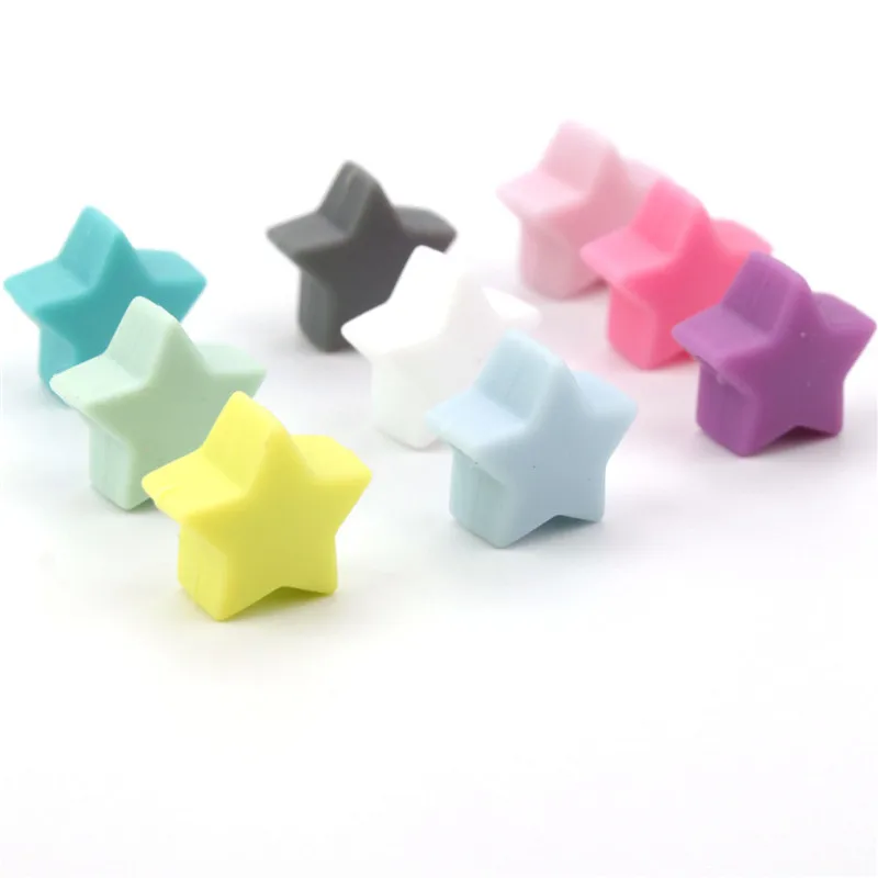 50 cuentas de silicona de grado alimenticio para dentici&oacute;n, colgante de 15mm para mordedor de beb&eacute;, collar de silicona para dentici&oacute;n Diy-3