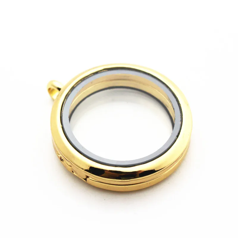 Newest 30mm Stainless Steel Floating Locket Necklace Round Sparkles Screw Open Glass Perfume box Memory Locket