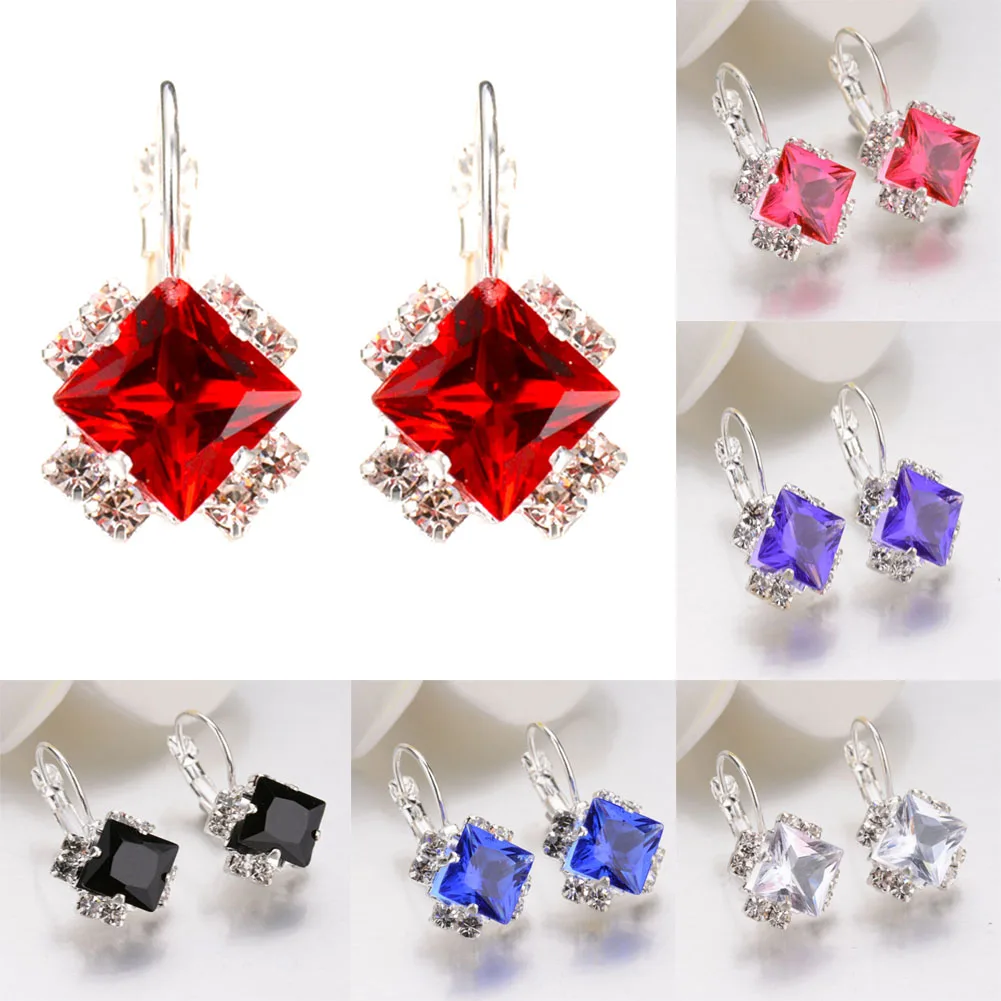 Женские квадратные серьги гвоздики с фианитами|stud earrings|stud earrings for womenearrings square |
