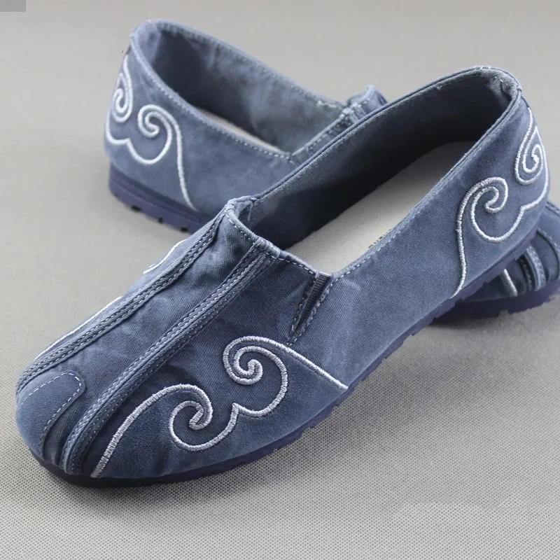 Man Casual Shoes Slip On Loafers Soft Canvas Comfortable Men Spring Summer Vintage Embroidered Ethnic Shoe Moccasins | Обувь