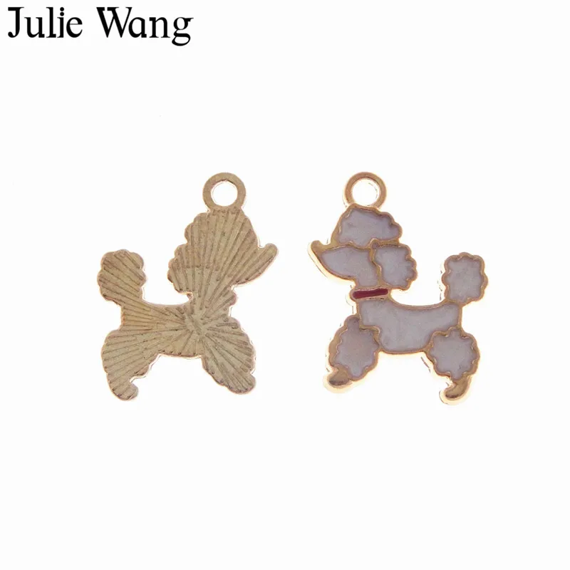 Julie Wang 6 шт. сплав Золотая основа Синий/Розовый эмаль маленькая пудель собака