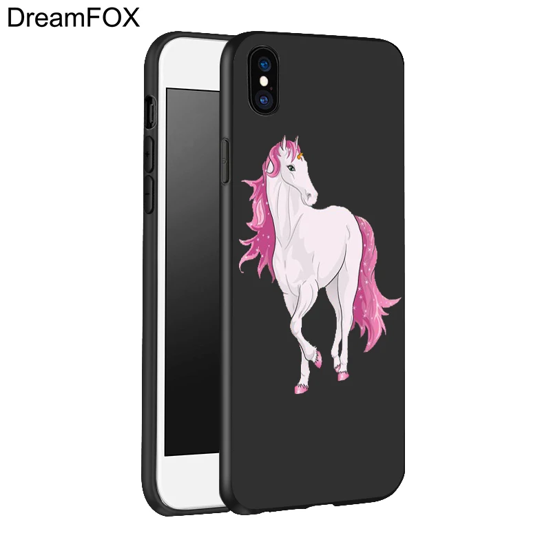DREAMFOX L027 Cute Horse Unicorn Black Soft TPU Silicone Case Cover For Apple iPhone 11 Pro XR XS Max X 8 7 6 6S Plus 5 5S 5G SE |