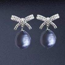 Gray pearl Earrings MeiBaPJ 925 серебро 11-12 мм серые барочные жемчужные украшения набор ожерелье браслет и серьги набор из трех частей для женщин - Окраска металла: Gray pearl Earrings