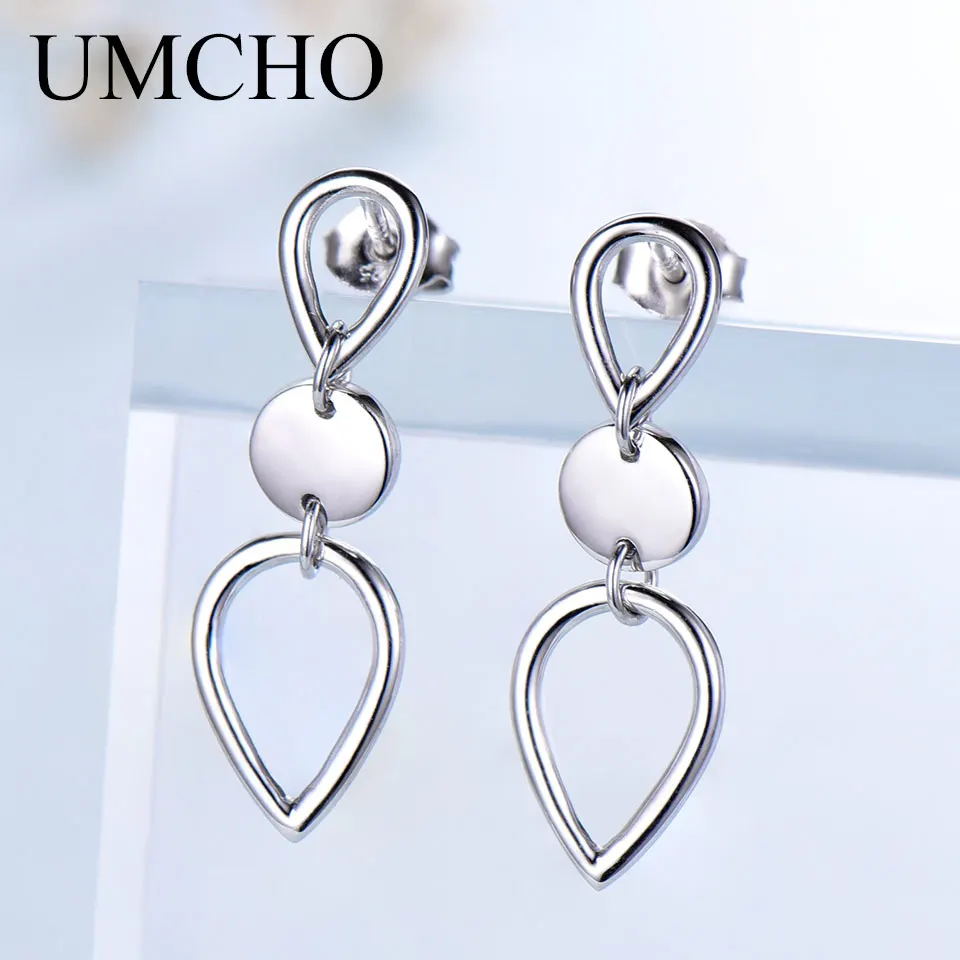 UMCHO 100% Real Sterling Silver Earrings Wedding Anniversary Jewelry Elegant Drop For Women Gift Fine | Украшения и аксессуары