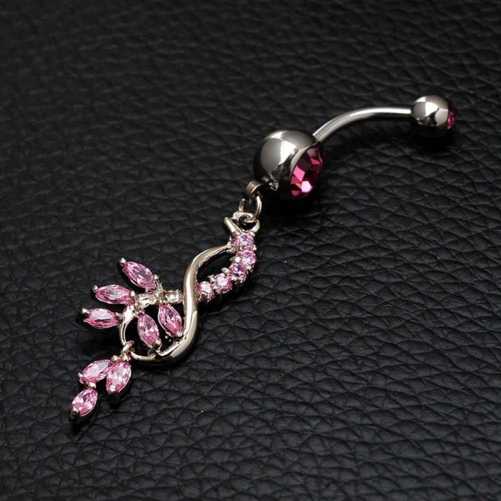 Кристалл кисточкой мотаться серебряные пупка бар тела ювелирные изделия пирсинг