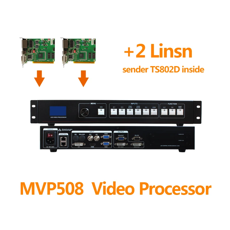 Видео контроллер MVP508 с 2шт Linsn ts802d отправка карты как vdwall lvp515 видео процессор для