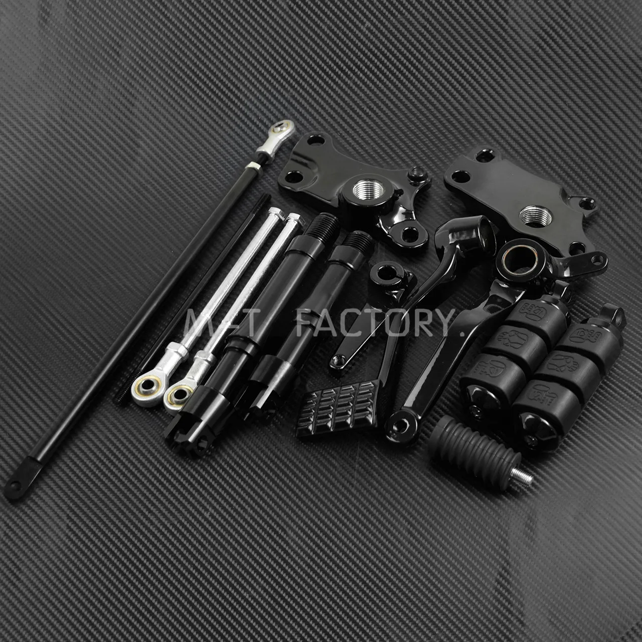 Черный мотоциклетный передний контроль Полный комплект с колышками Рычажные