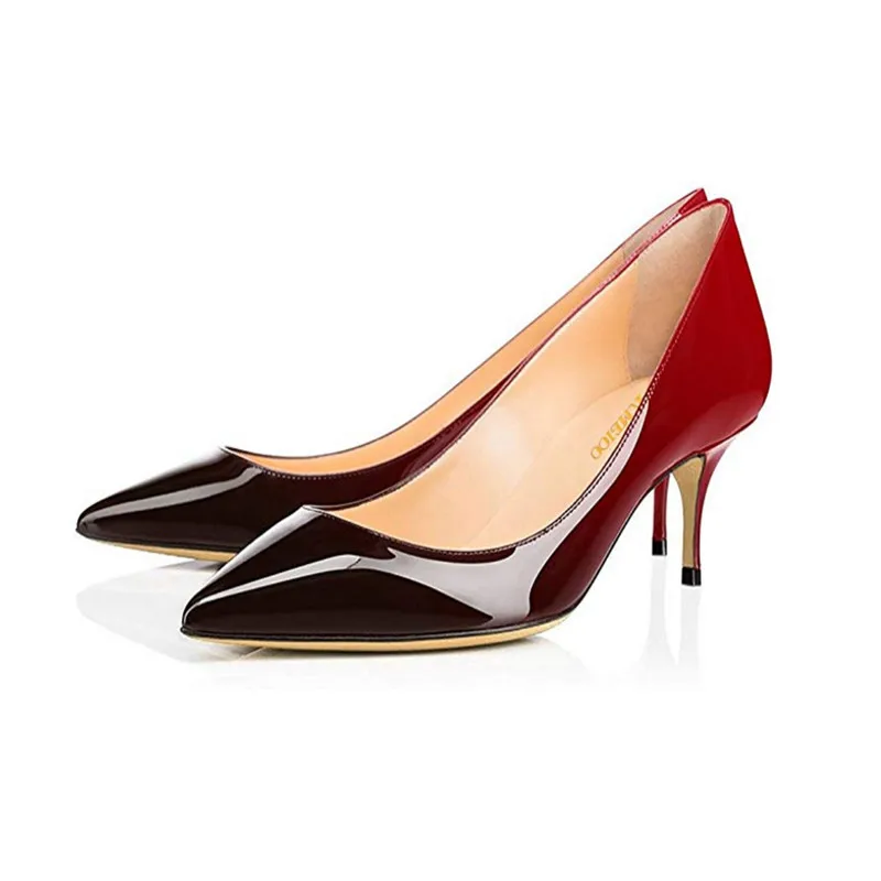 

Kmeioo Brand US Size 5-15 Women Pumps Spring Pointed Toe Patent 6.5CM Stilettos Kitten Heels Gradient Bride Wedding Shoes