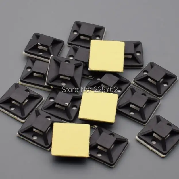 Shhworld 100/300/500/1000/2000 шт 30x30 мм самоклеющийся кабель провода на молнии крепления зажим