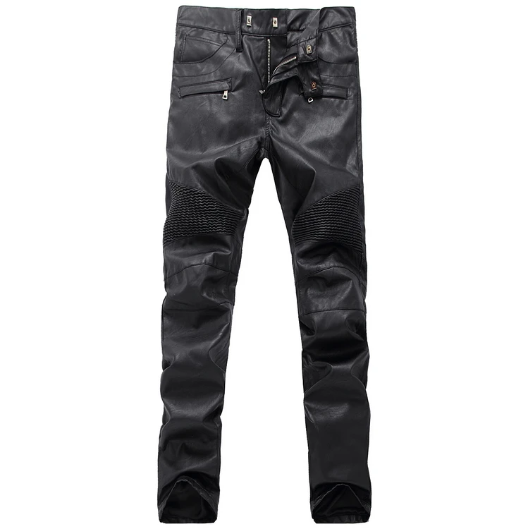 New Arrival PU Leather Men's stylish Riding Jeans Biker slim pants | Автомобили и мотоциклы
