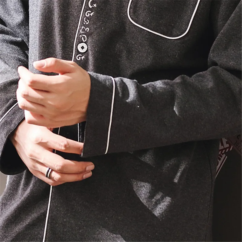 Хлопковая пижама с длинными рукавами для отдыха сезон весна большие размеры |