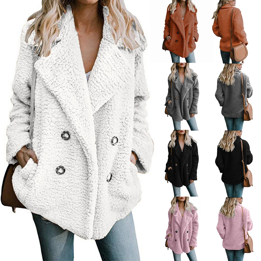 Зимняя верхняя одежда теплая Кнопка женские куртки с карманом пальто