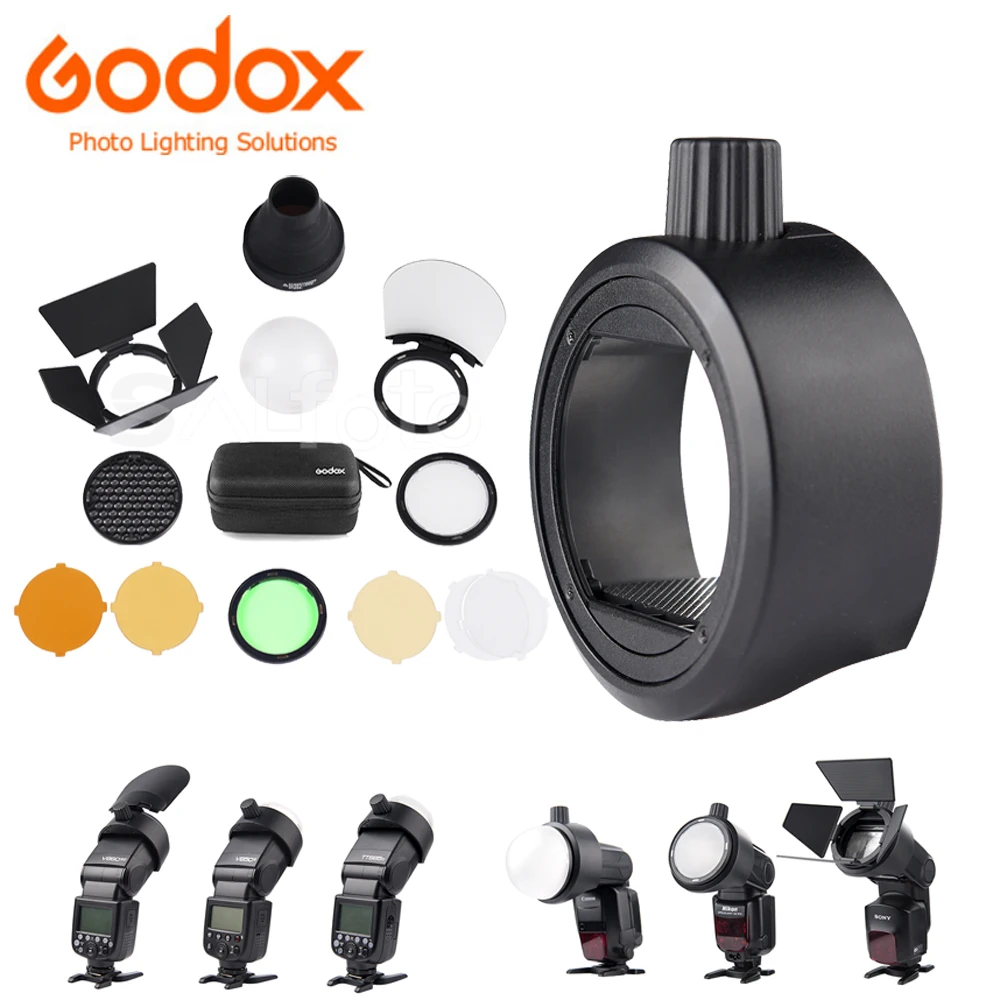 Универсальный адаптер Godox с круглой головкой для вспышки Canon Nikon Sony Yongnuo Speedlight AD200pro