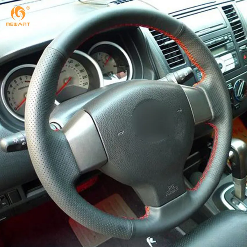 MEWANT черный кожаный чехол для рулевого колеса автомобиля для старого Nissan Tiida Livina Sylphy Note аксессуары для интерьера запчасти