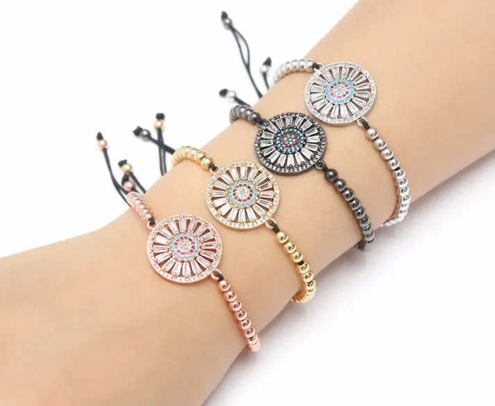 Золото Серебро Микро-паве cz кубический цирконий веревка отрегулированный