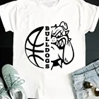 Бульдогов баскетбольная футболка с забавным рисунком Графический унисекс с длинными рукавами tumblr хлопковая Повседневная малышовая футболка гранж вечерние стиль собака мама дни матери tee top