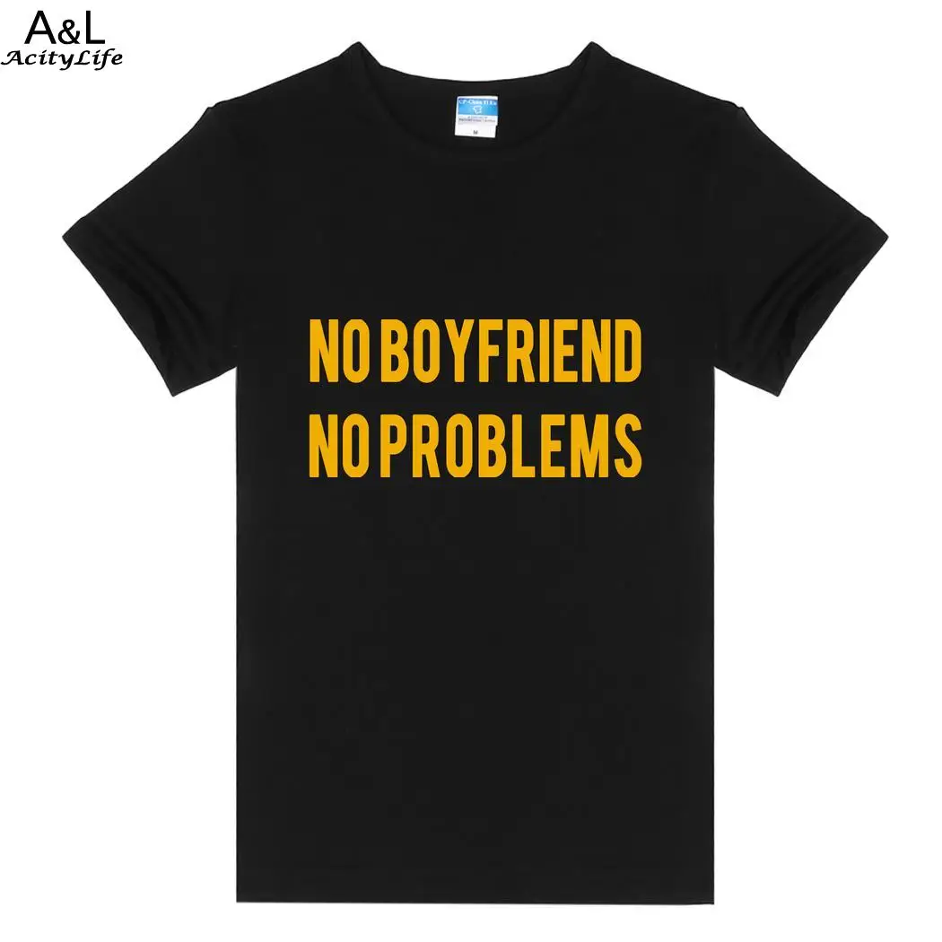 Короткие Повседневное с круглым вырезом Для женщин рукавами футболка no boyfriend не