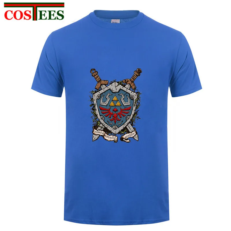 Уличная одежда легенда о Зельде Футболка мужская Hyrule футболка со щитом сила