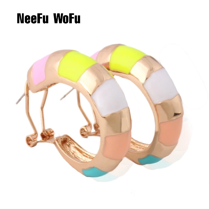 color NeeFu WoFu флуоресцентные зеленые серьги кольцо оптом напечатанная красочная змея большой Brinco печать Oorbellen ювелирные изделия - Окраска металла: color