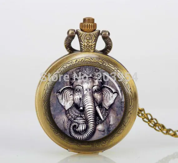 Часы с большим циферблатом Ganesh 12 шт./лот карманные часы со слоном кулон античный