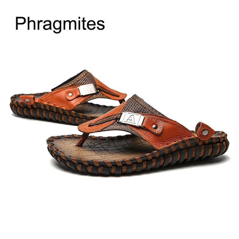 Phragmites Metal Decoration Slippers 2019 New Arrival Men Shoes Summer Beach Flip Flops Handmade Sandals Classic Soft Sandal | Обувь