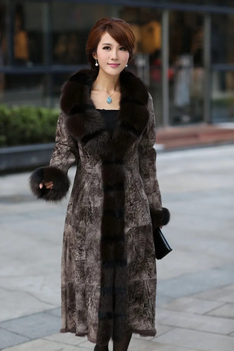 Женское длинное пальто с большим воротником из лисьего меха|coat trees for sale|coat fur collarfur