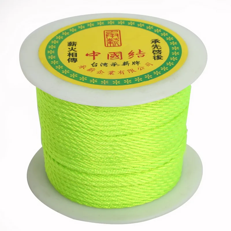 Fluorescent Green Разноцветный 49 ярдов прочный китайский узловой шнур 2 мм нейлоновый вощеный моток веревки для DIY инструмент для рукоделия ручная строчка - Цвет: Fluorescent Green