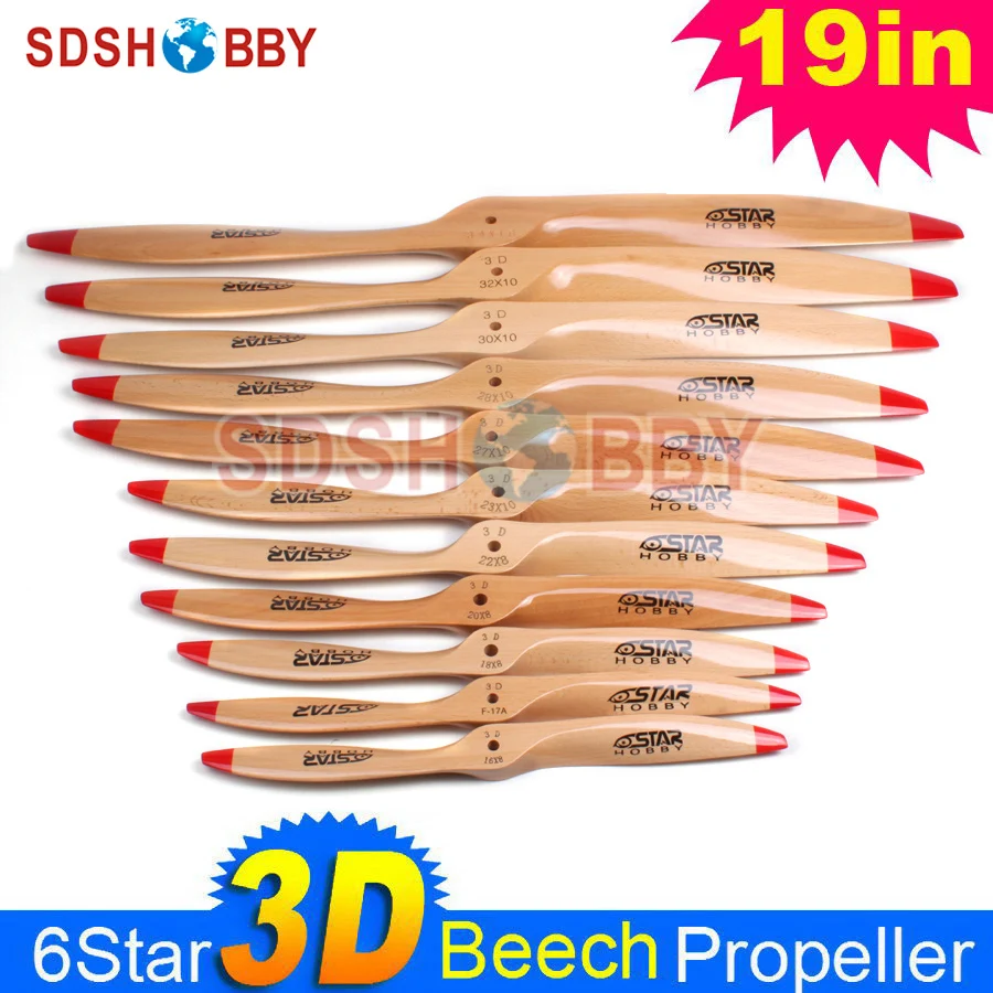 Деревянный пропеллер STARHOBBY 3D 1 шт./Буковый 19A 19B 19*8 19*10 19x8 19x10 для радиоуправляемого