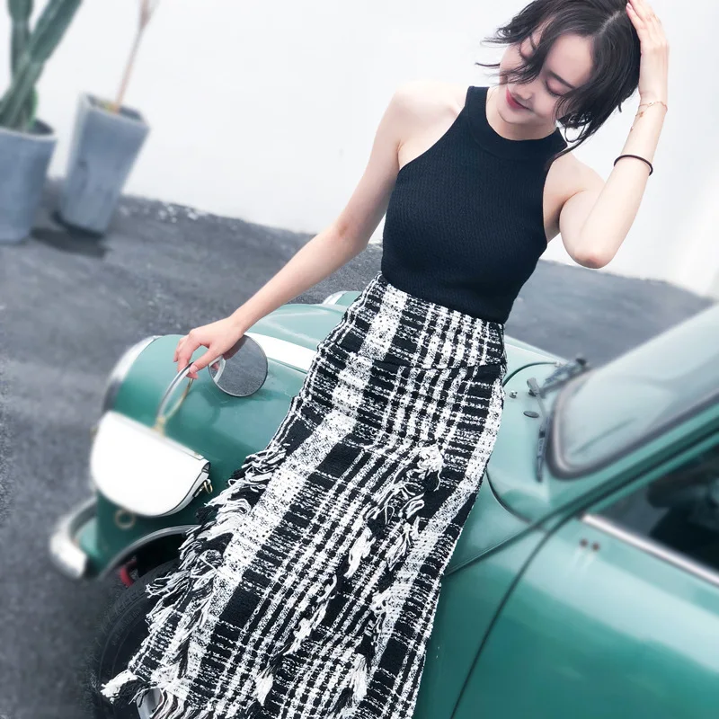 DEAT 2020 Новая Осенняя модная одежда для девочек в Корейском стиле эластичные юбки с