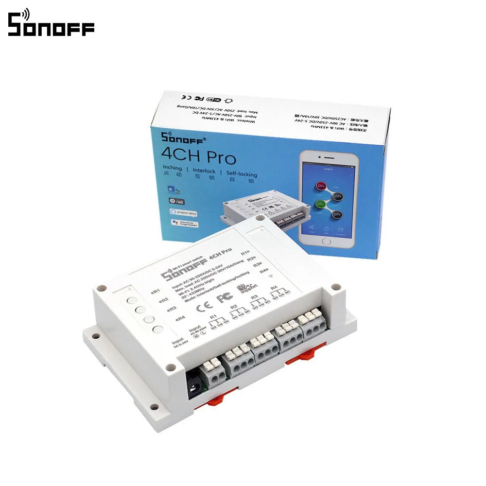 Sonoff 4CH Pro умный дом RF Wifi переключатель света 4 банды 3 рабочих режима Inching Interlock Self