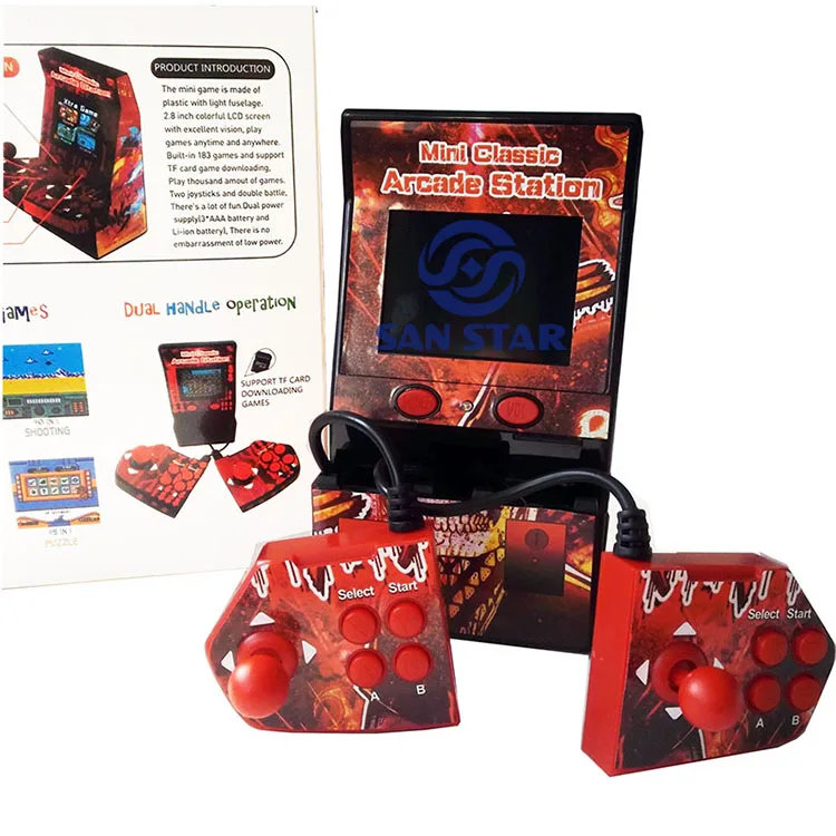 Мини Портативный 2 игрока Аркада станции 8 дюймов со встроенным 183 8Bit игр