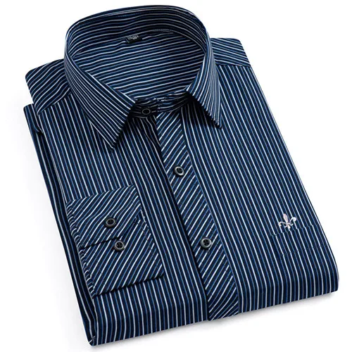 QS2105-NAVYWHITE-T Dudalina, новинка, мужские рубашки с длинным рукавом, мужские полосатые классические удобные мягкие повседневные рубашки на пуговицах, повседневные мужские Рубашки, Топы - Цвет: QS2105-NAVYWHITE-T