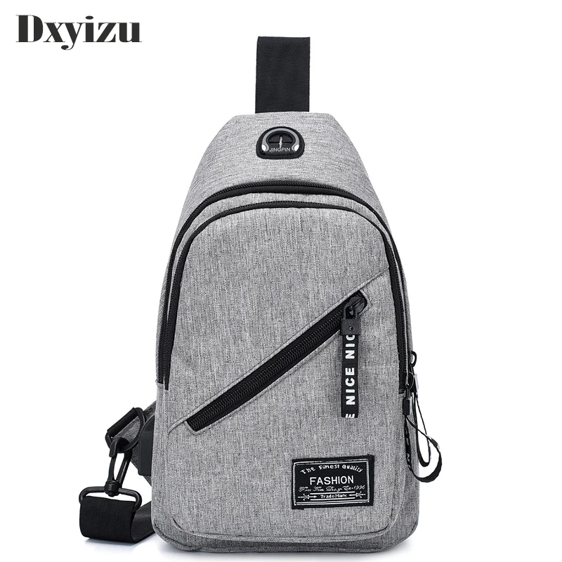 

Fashion Casual Men Chest Pack Single Shoulder Handbag USB Charging Chest Bag Crossbody Bags Male Anti Theft Single Strap Handbag