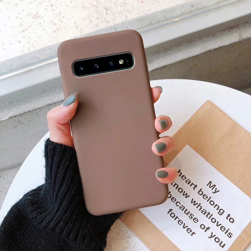 coffee Чехол для samsung galaxy s10 s9 s8 plus a50 a51 a71 note 8 9 10 s10e s11 lite s7 edge, чехол funda caps etui, тонкий мягкий чехол для телефона - Цвет: coffee