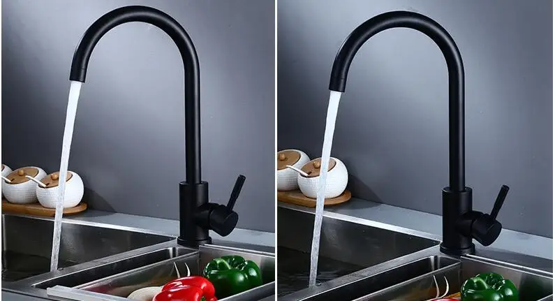Tuqiu кухонный кран поворотный Staubkess стальной кран для раковины вращающийся кран для ванной комнаты смеситель для раковины черный/белый кран для раковины
