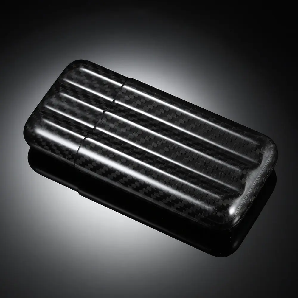 Чехол для 3 сигар из черного углеродного волокна легкий держатель-трубка